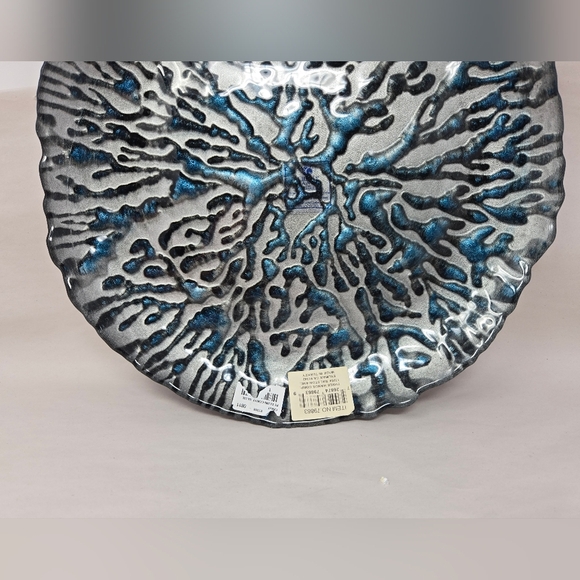 Three Hands Coral Blue Dish Platter Plate Hand Painted Sea Ocean Beachy Look - Picture 3 of 10